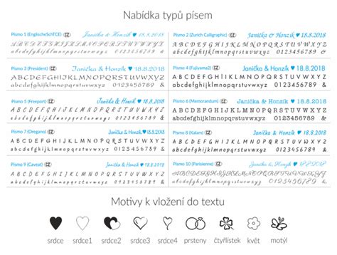 typy velikostí nažehlovacích motivů
