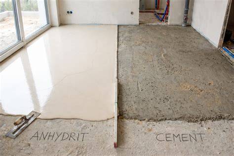 vizuální srovnání potěrů (cement vs anhydrit)
