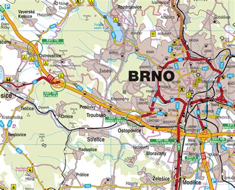 Mapa Brna s vyznačenými stavebními lokalitami