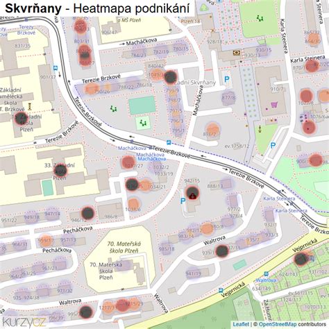 schematická mapa rozmístění skříní