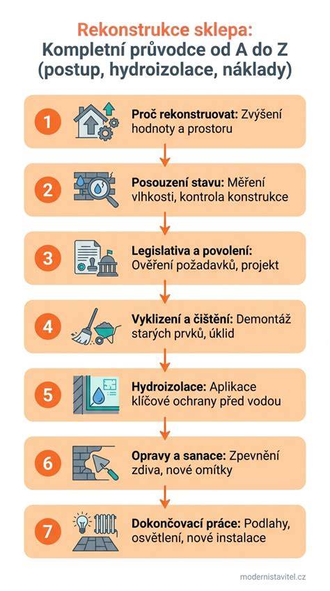 Infografika: postup opravy betonu a hydroizolace
