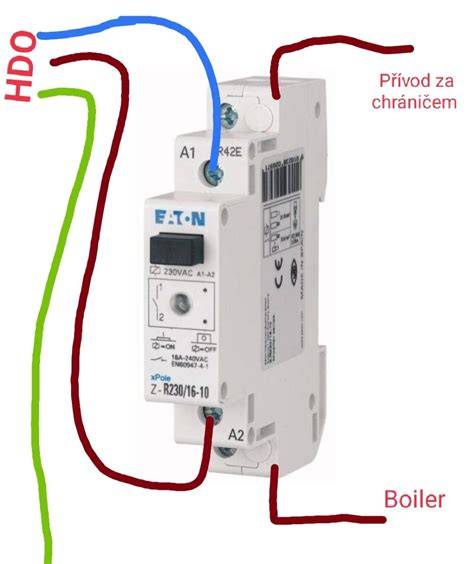 diagram zapojení DIN lišty a pomocných relé