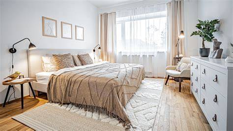 design bílé postele a interiér ložnice