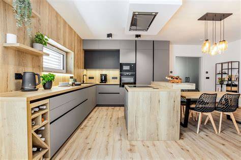 beton a dub dekor v kuchyni