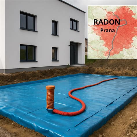 Grafické znázornění difúze radonu v hydroizolacích