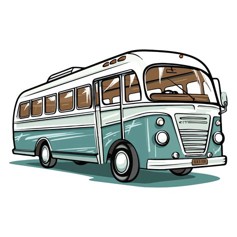 retro autobus Prahy ilustrace a schéma