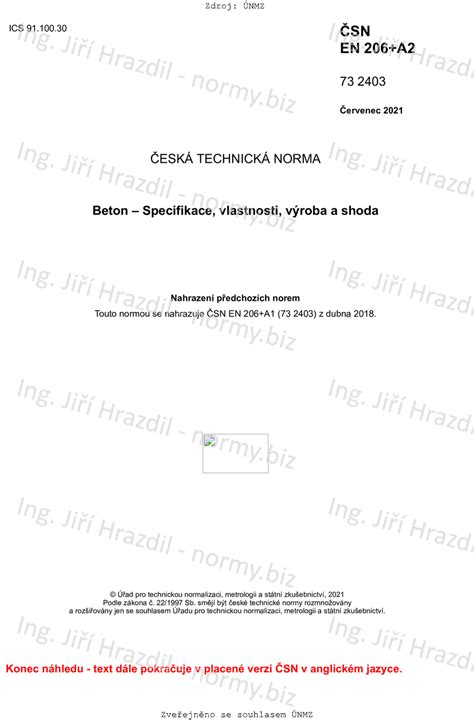 normy ČSN EN 206 ČSN 73 6124