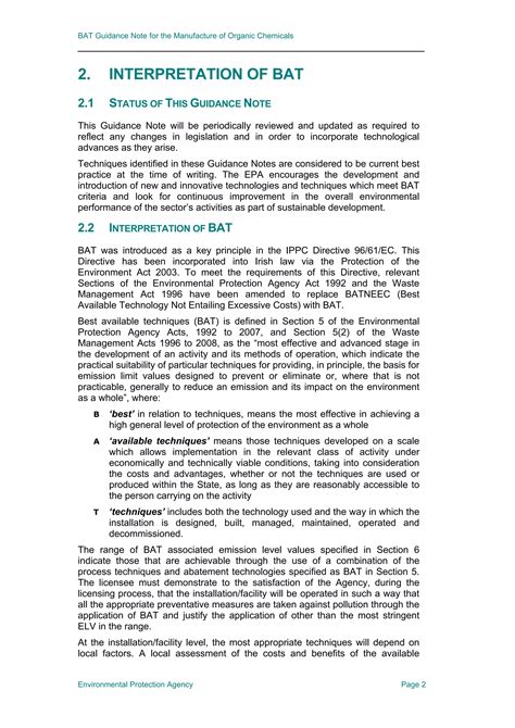emission sources and BAT measures