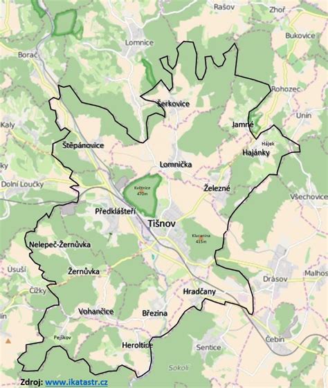 mapa okolí Tišnov pro zámkovou dlažbu