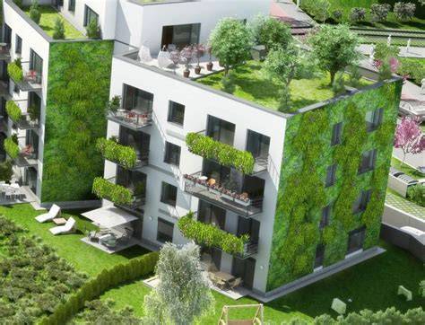 vizualizace zelené fasády a mikroklimatu